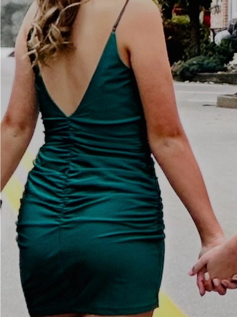 Emerald Green Satin Spaghetti Strap Women's Top - Picture 2 of 2